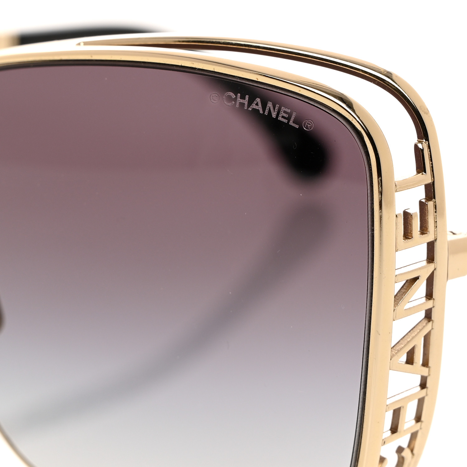 CHANEL Metal Logo Square Sunglasses 71541 Gold 1507191