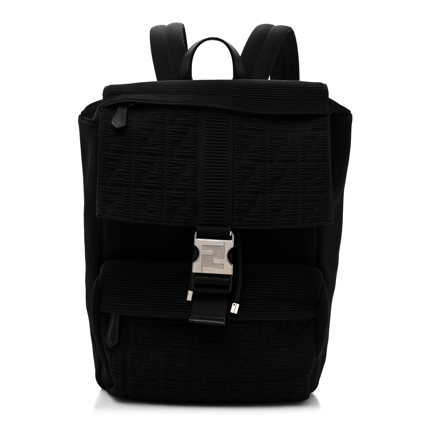 ☆関税込☆FENDI★Fendiness FF Fabric Medium Backpack Black★ FENDI Fabric Jacquard Mesh FF Medium Fendiness Backpack
