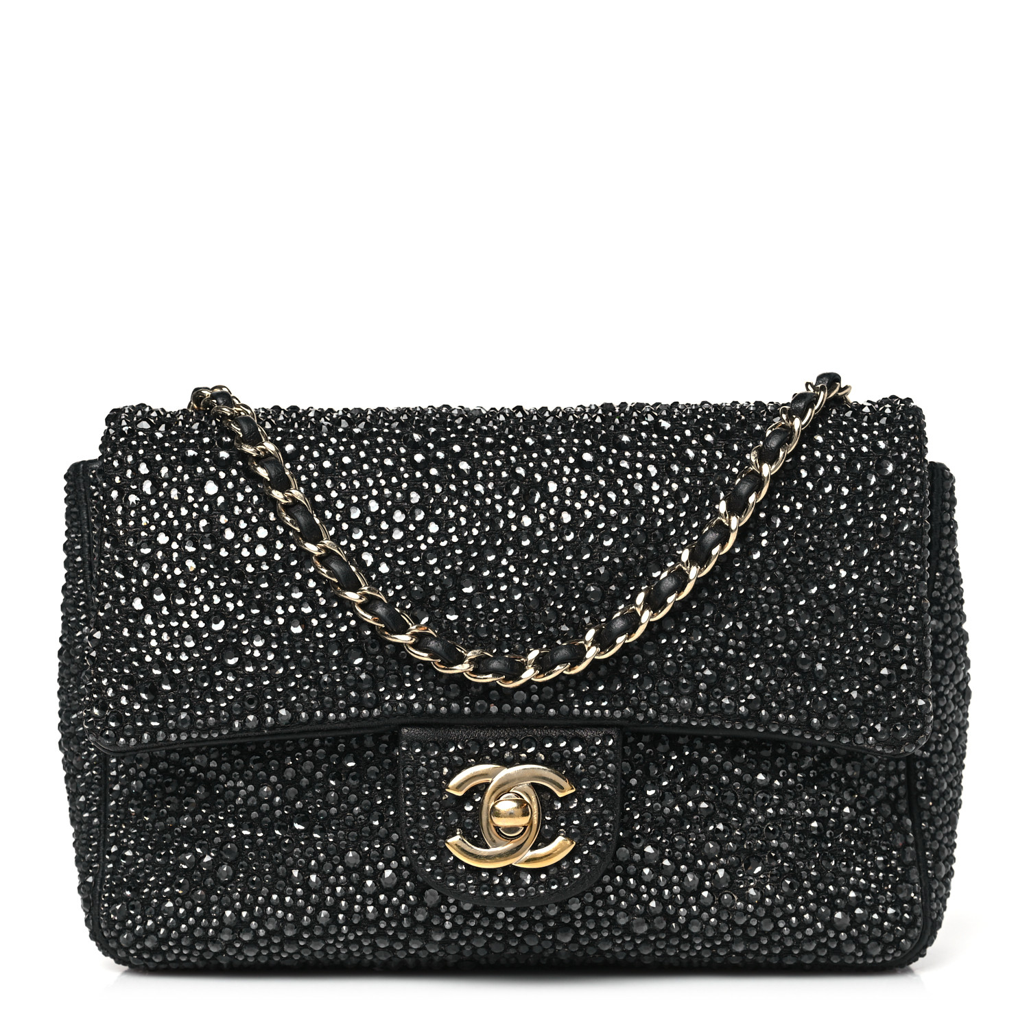CHANEL正規品ブーティ CHANEL Lambskin Crystal Diamante Small Flap Black 1614127