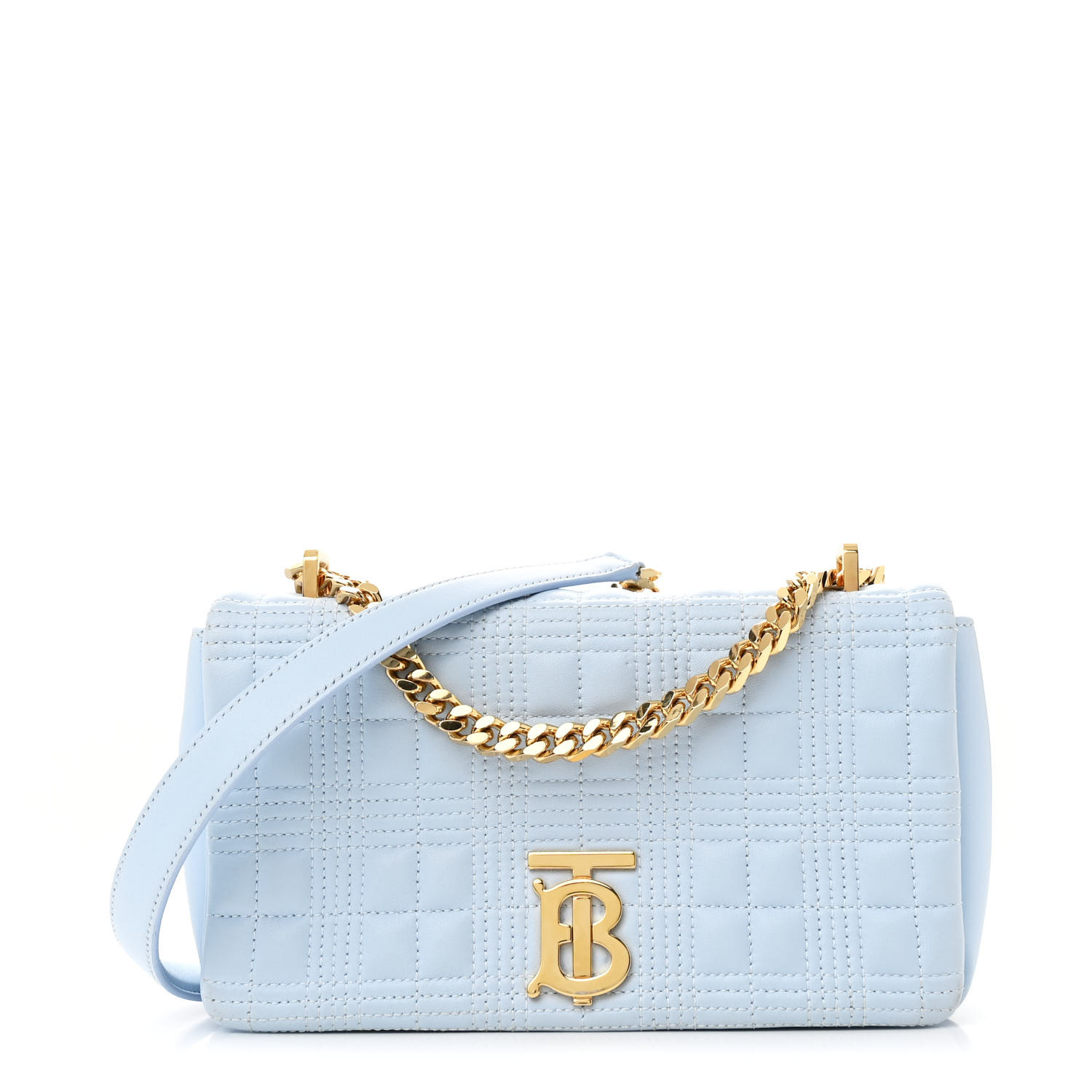 Burberry BlueLabel ホワイトレザーバッグ BURBERRY Lambskin Quilted Small Lola Bag Pale Blue 1617357