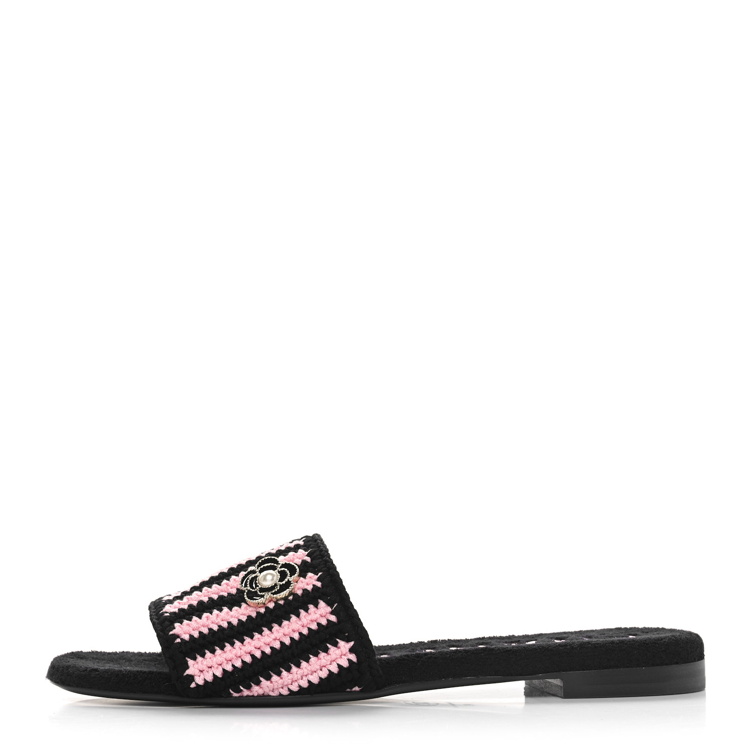 [CHANEL]★Crochet Velcro Sandals★Black 240 CHANEL Crochet CC Mules Sandals 37 Black 1464209 | FASHIONPHILE