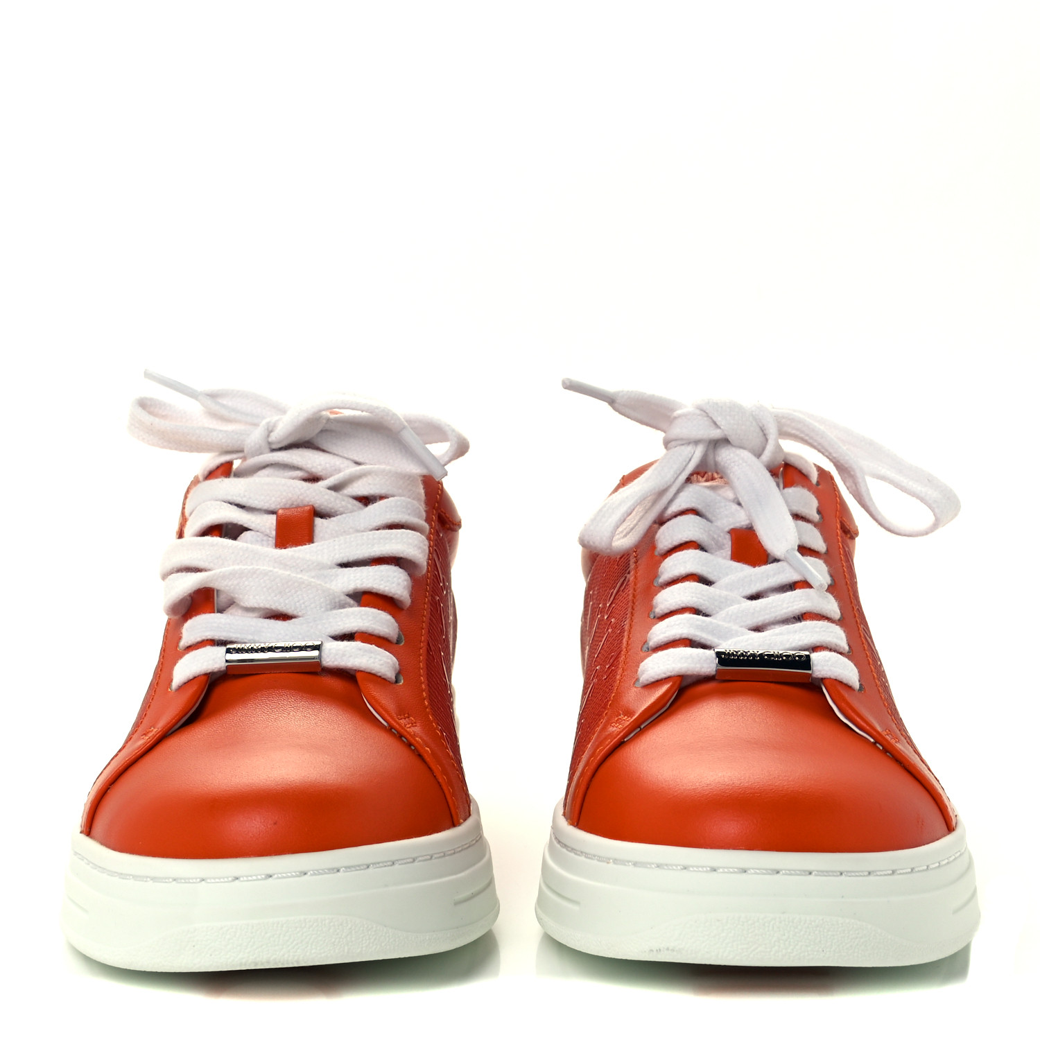 JIMMY CHOO Calfskin Rome Low Top Sneakers 36 Amber Orange