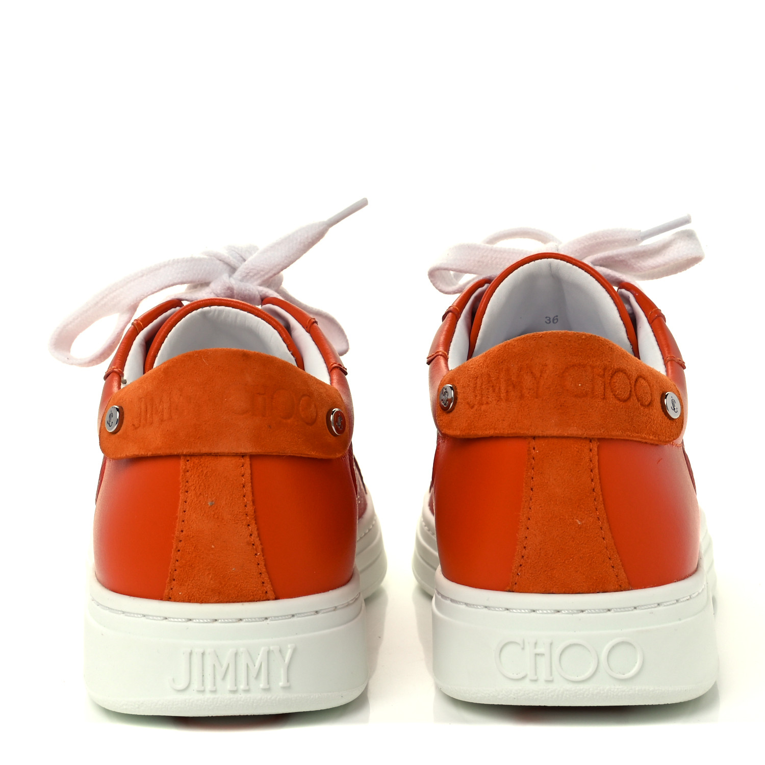 JIMMY CHOO Calfskin Rome Low Top Sneakers 36 Amber Orange