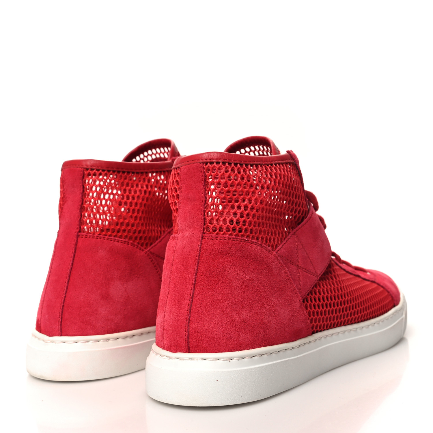 CHANEL Mesh Suede High Top Sneakers 40 Red 1531642