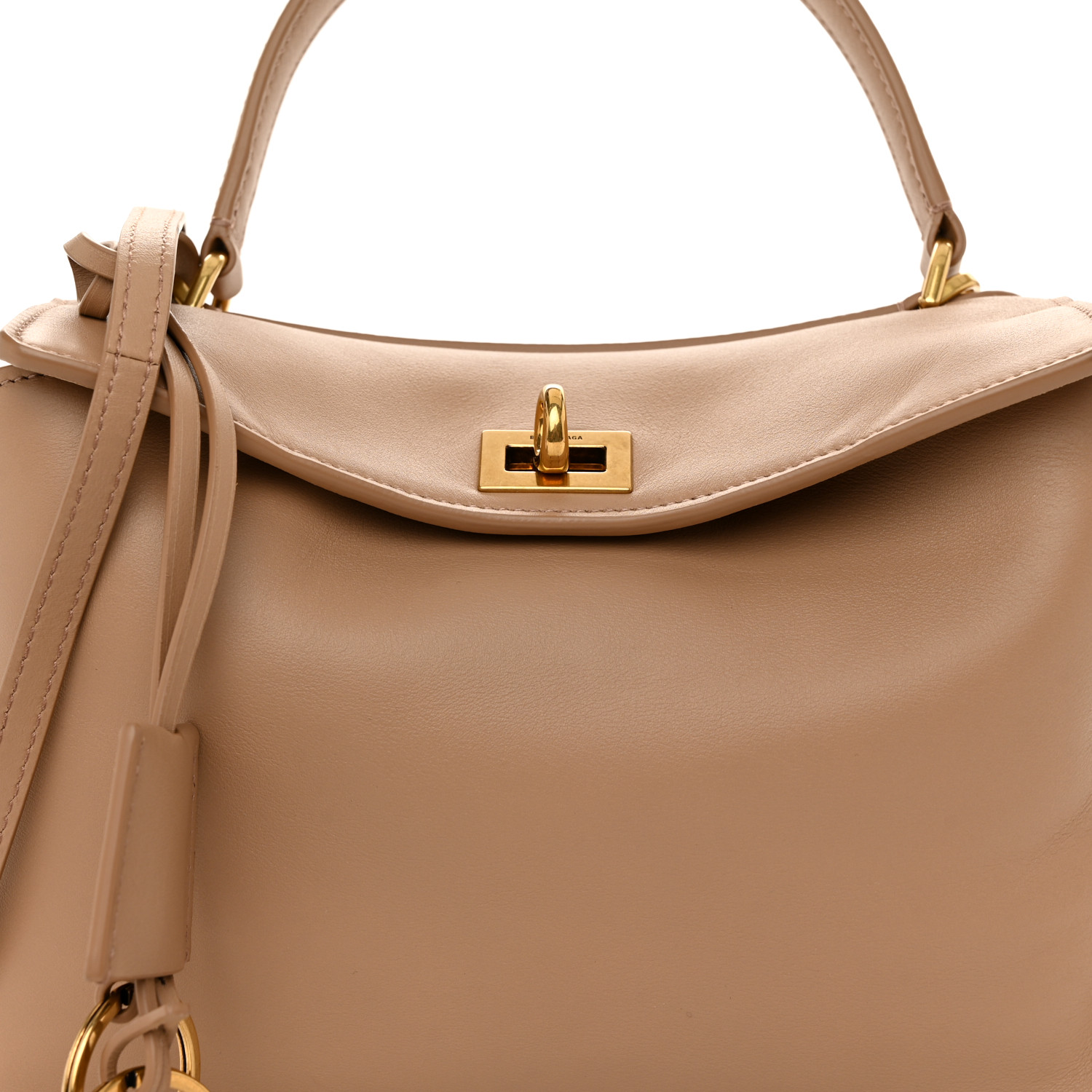 BALENCIAGA Natural Smooth Calfskin Mini Rodeo Top Handle