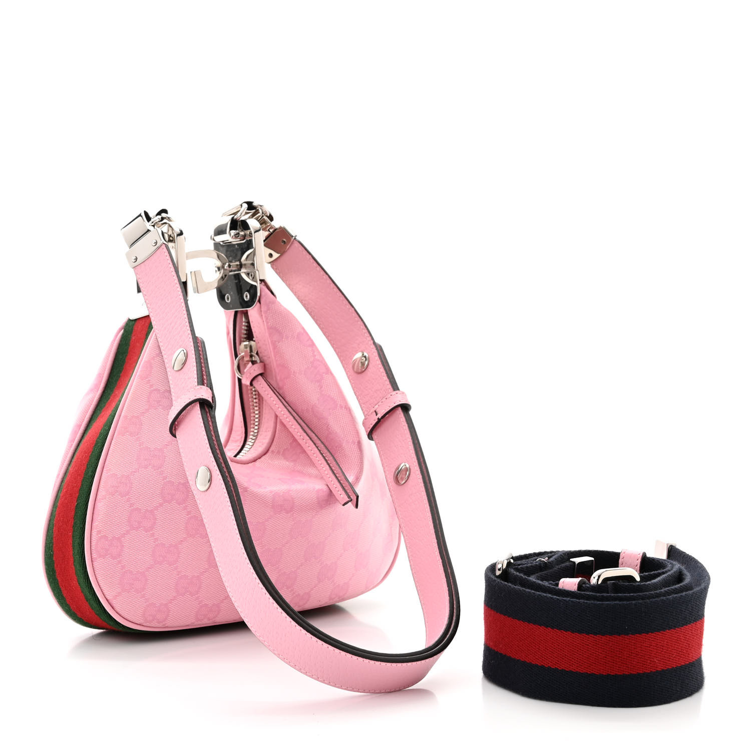 ショルダーバッグ・ポシェット GUCCI Women Shoulder Bags 751526AAEKI 6741 Pink GUCCI GG Crystal Coated Canvas Monogram Web Small Attache