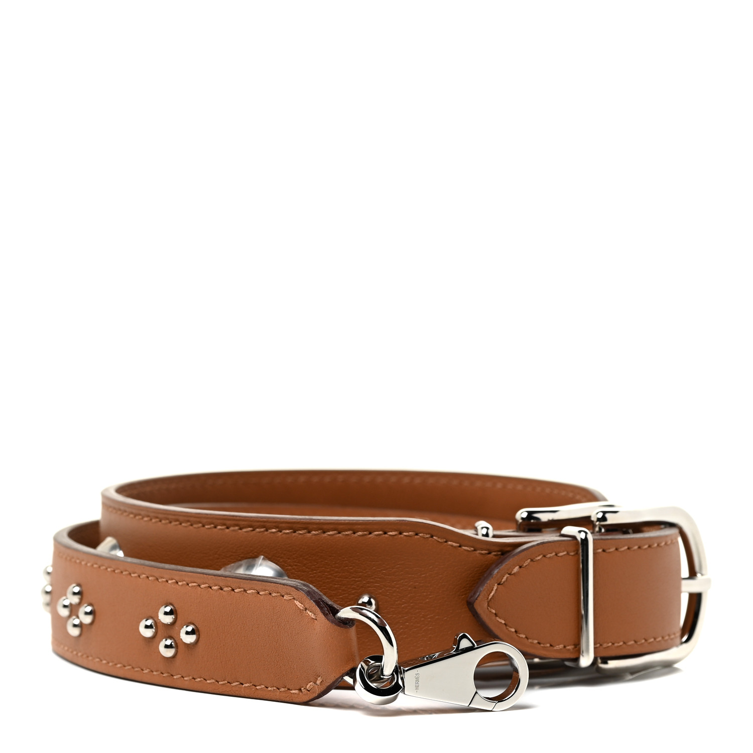 遊び心◎【HERMES】A Strap バッグストラップ Swiftカーフ HERMES Swift Studded Carnaby Losange Shoulder Strap Gold