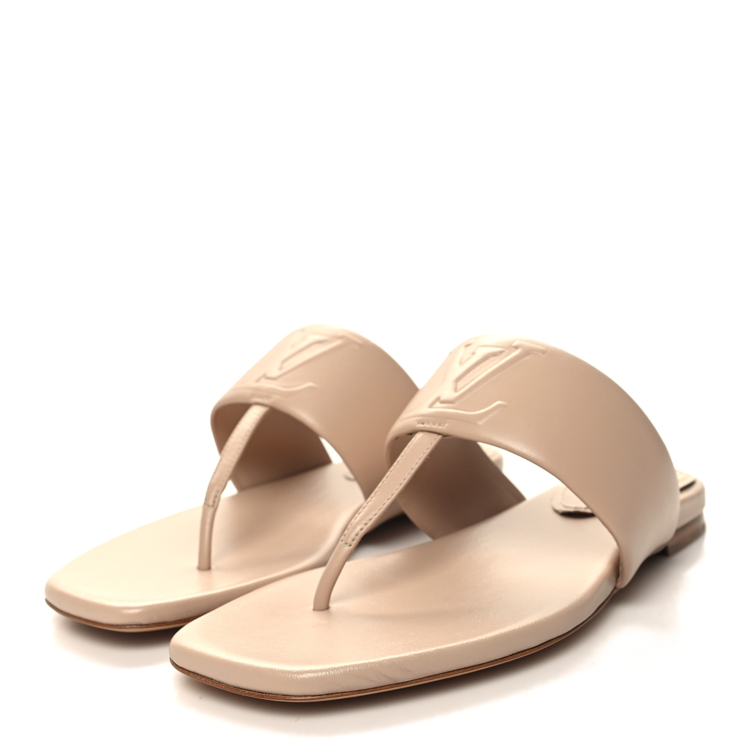 LOUIS VUITTON＊Drapy Flat Thong フラットロゴサンダル＊送料込 LOUIS VUITTON Lambskin Embossed Monogram Drapy Flat Thong
