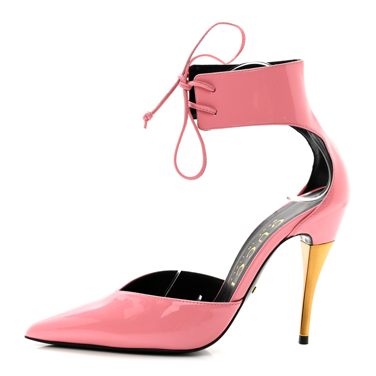 GUCCI Vitello Vernice Soft Nappa Priscilla Ankle Cuff Pumps