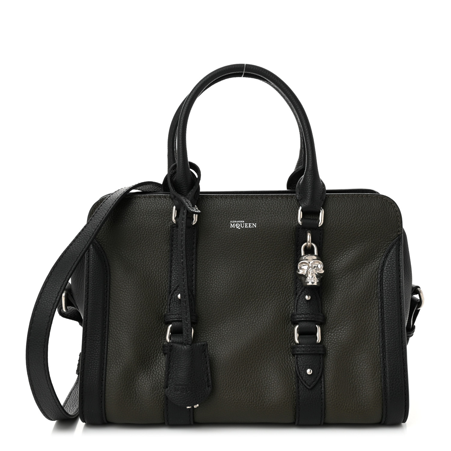 ALEXANDER MCQUEEN Pebbled Calfskin Small Skull Padlock Zip
