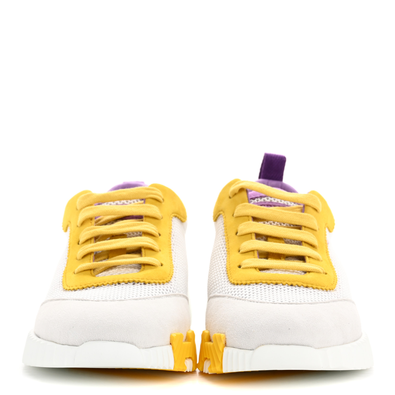 HERMES Air Mesh Suede Goatskin Bouncing Sneakers 36 White
