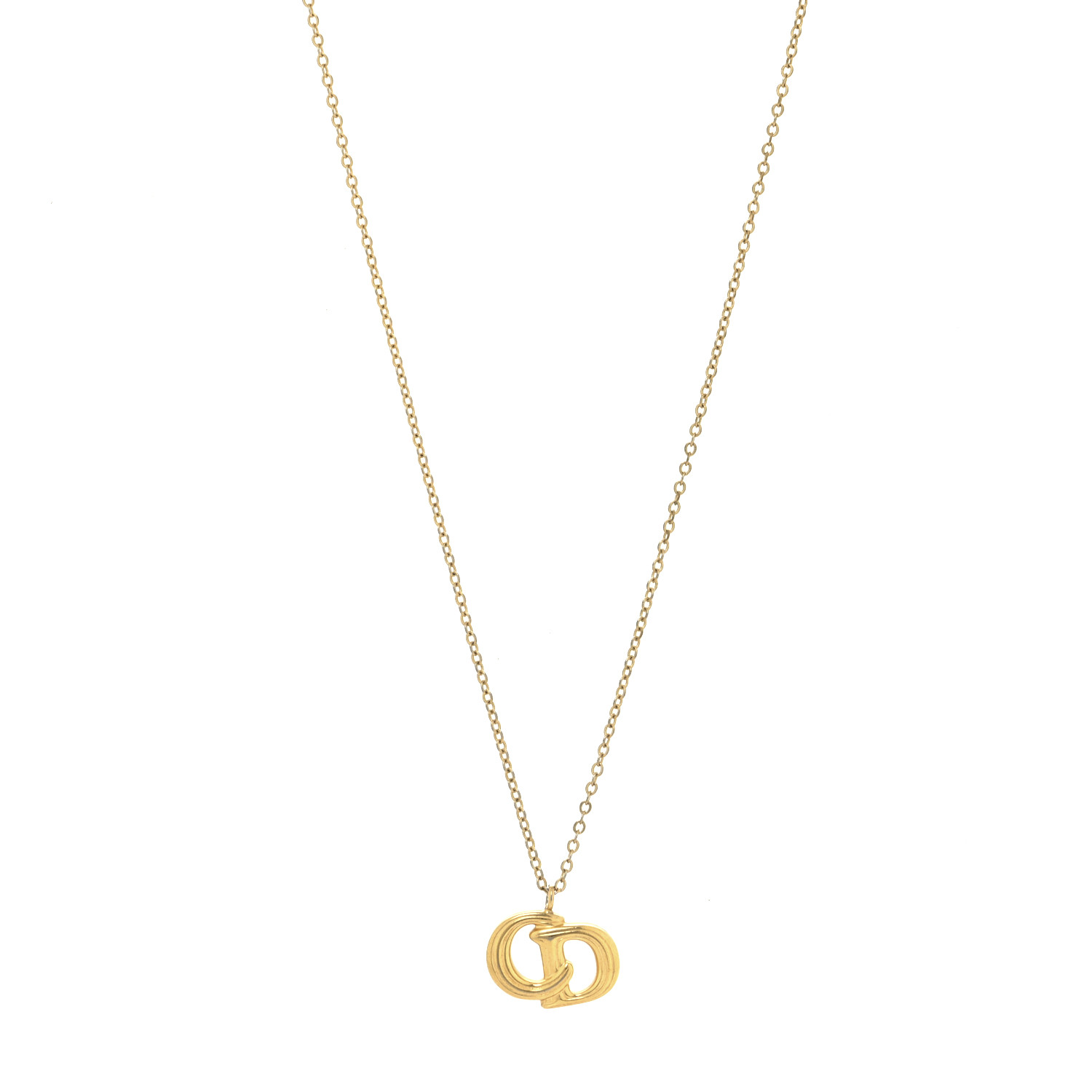 CHRISTIAN DIOR Metal CD Logo Pendant Necklace Gold 1698548