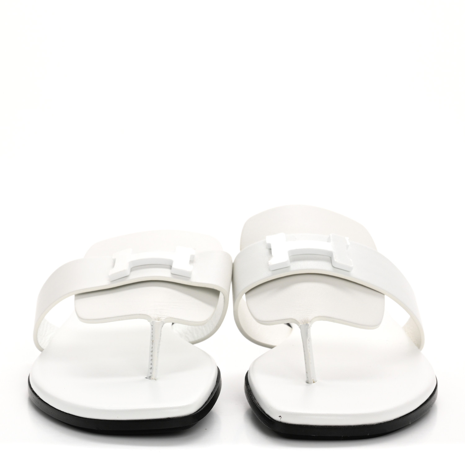 HERMES Calfskin Womens Galerie Sandals 36 White 1704959