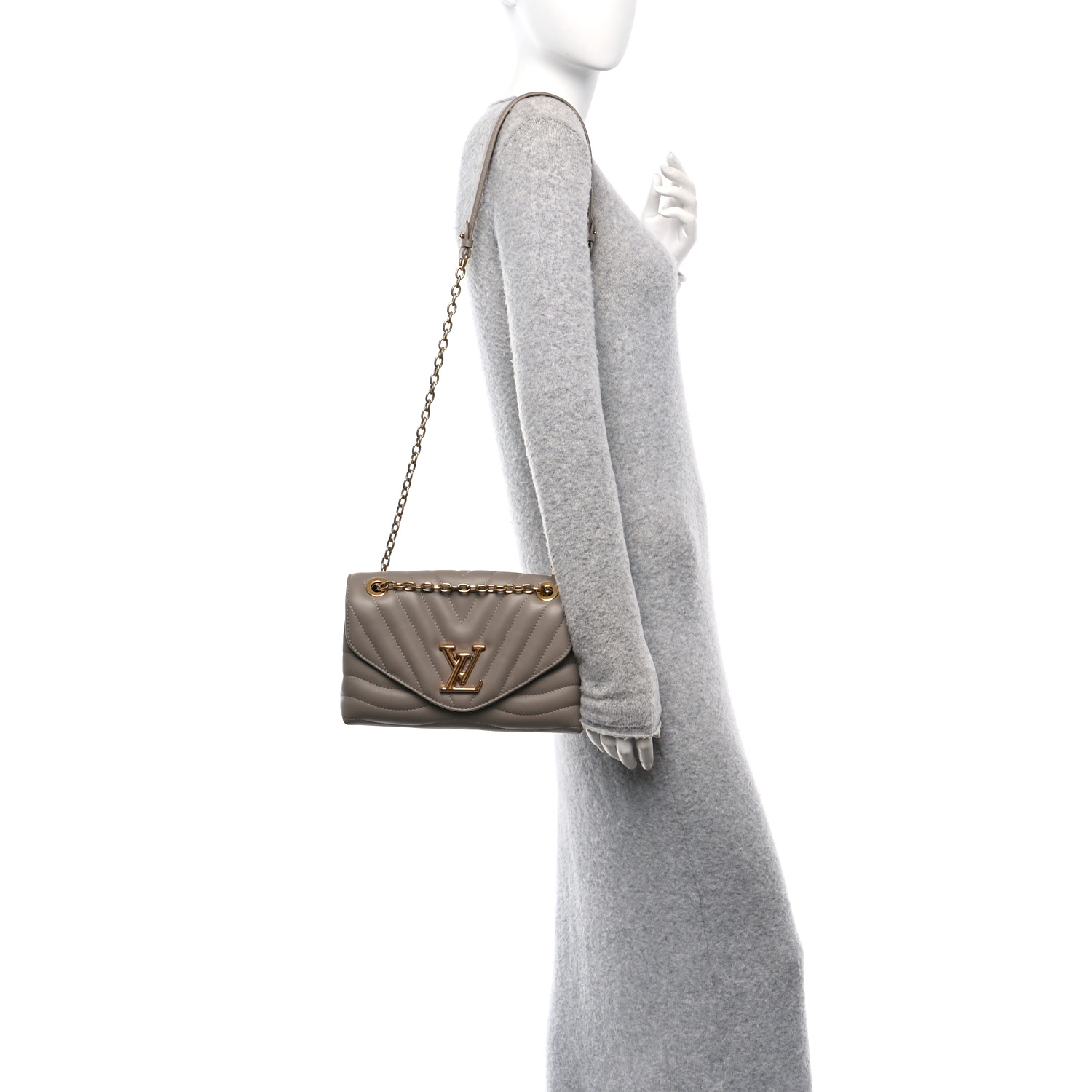 LOUIS VUITTON Calfskin LV New Wave Chain Bag Taupe 1698405