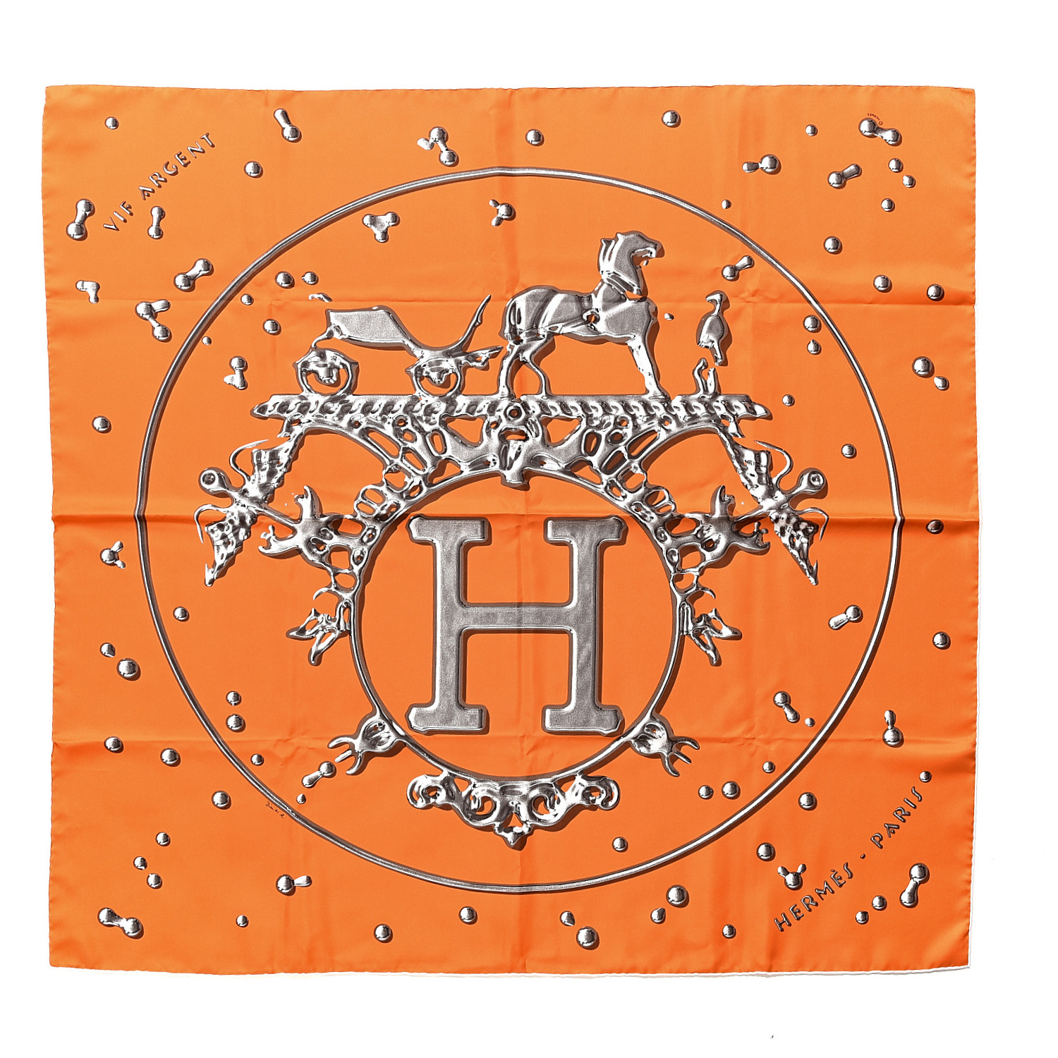 HERMES Silk Vif Argent Scarf 90 Orange 536027 | FASHIONPHILE