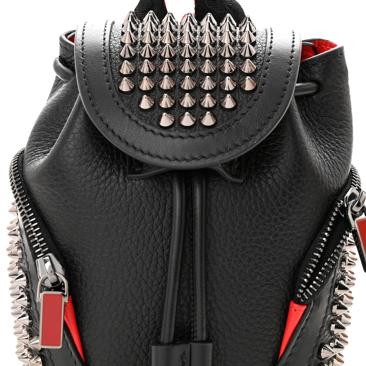 CHRISTIAN LOUBOUTIN Calfskin Spiked Mini Explorafunk Keyring