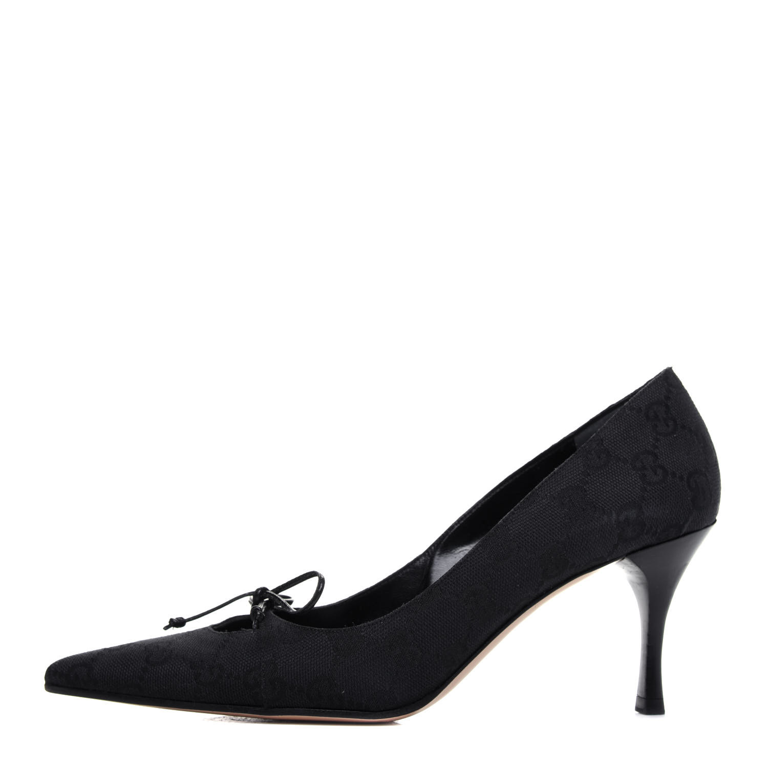 GUCCI ブラック ハイヒール 36.5 Gucci GG Marmont Fringe Mid Heel Heel Pumps Black Suede 36.5