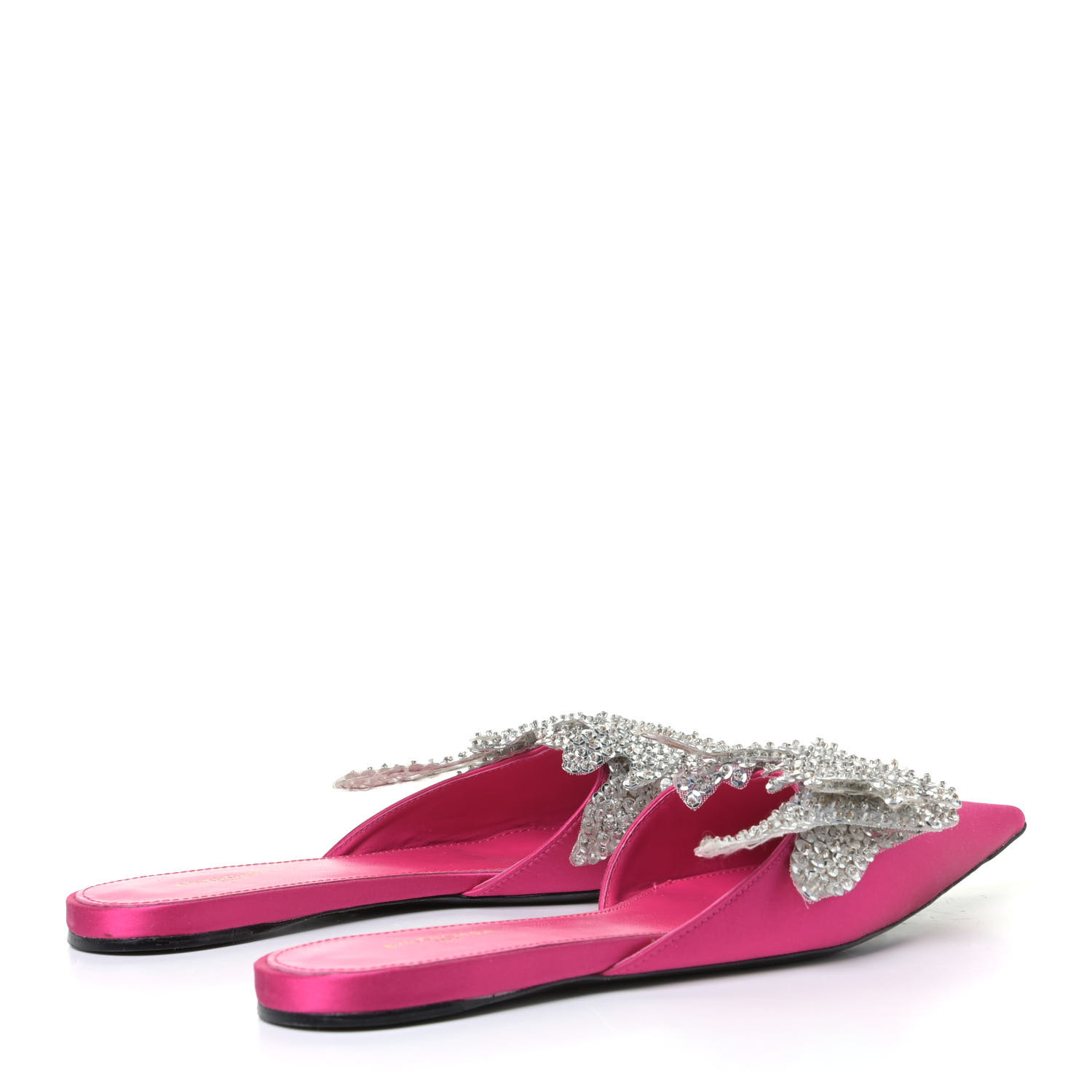 BALENCIAGA Satin Sequin Embellished Slash Slippers 37