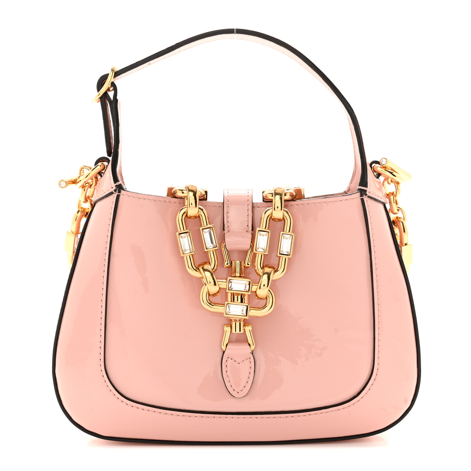 GUCCI Patent Mini Jackie 1961 Crystal Hobo Pink 1475616