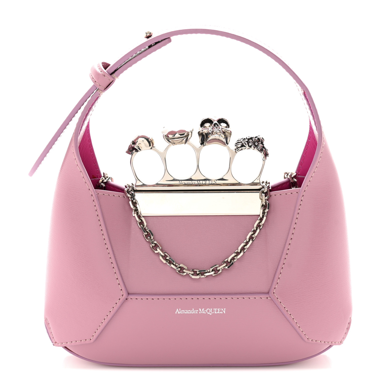 ショルダーバッグ・ポシェット Alexander Mcqueen Mini Cross Bar Purse - Leather - Pink ショルダーバッグ・ポシェット Alexander Mcqueen Mini Cross