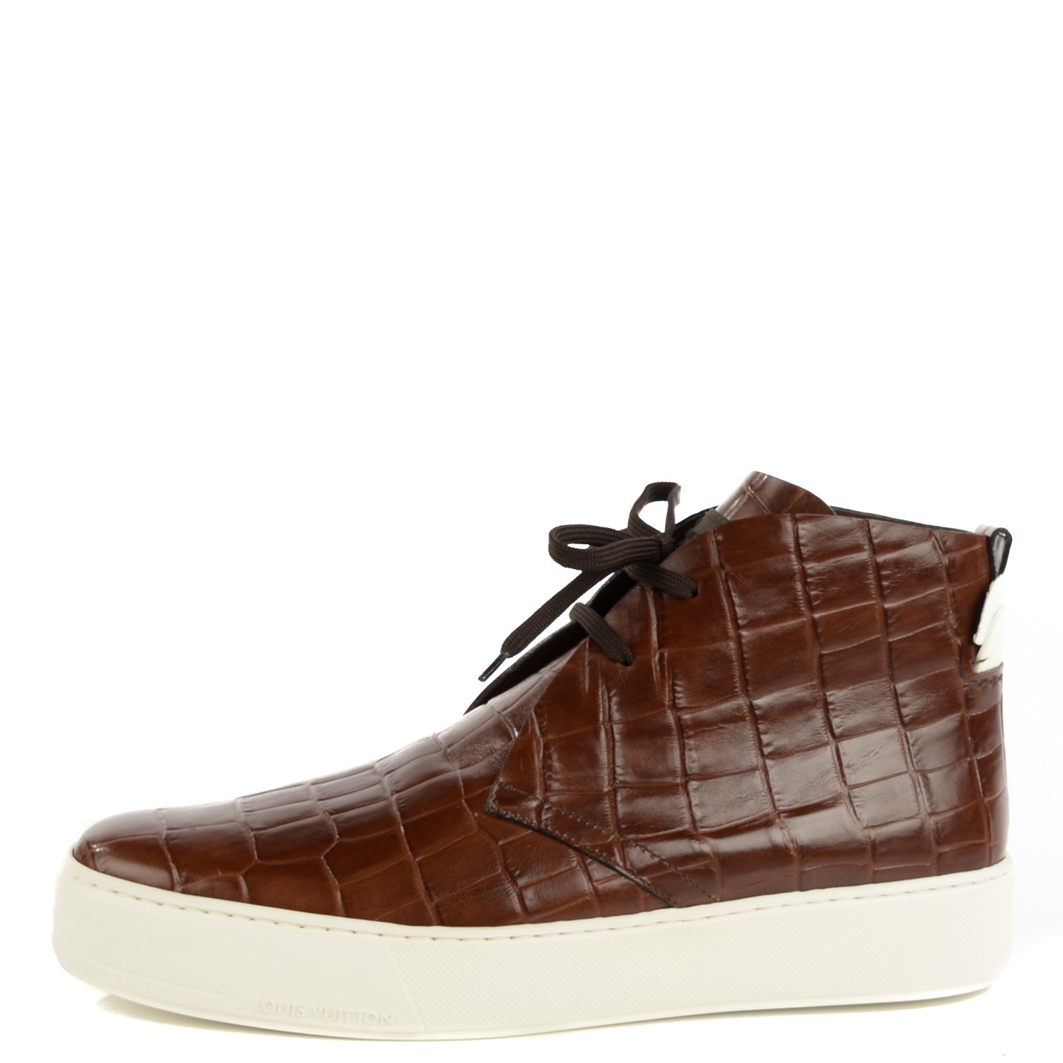 LOUIS VUITTON Calfskin Crocodile Embossed Trooper High Derby