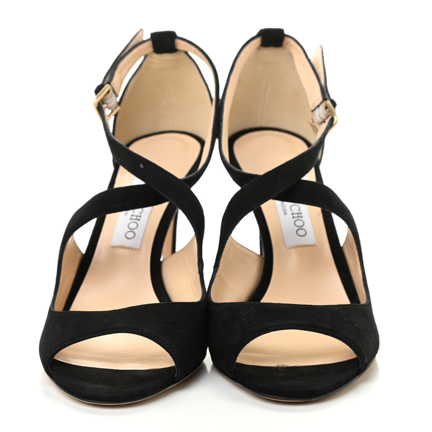 JIMMY CHOO Suede Emily 100 Sandal 39 Black 912901 FASHIONPHILE