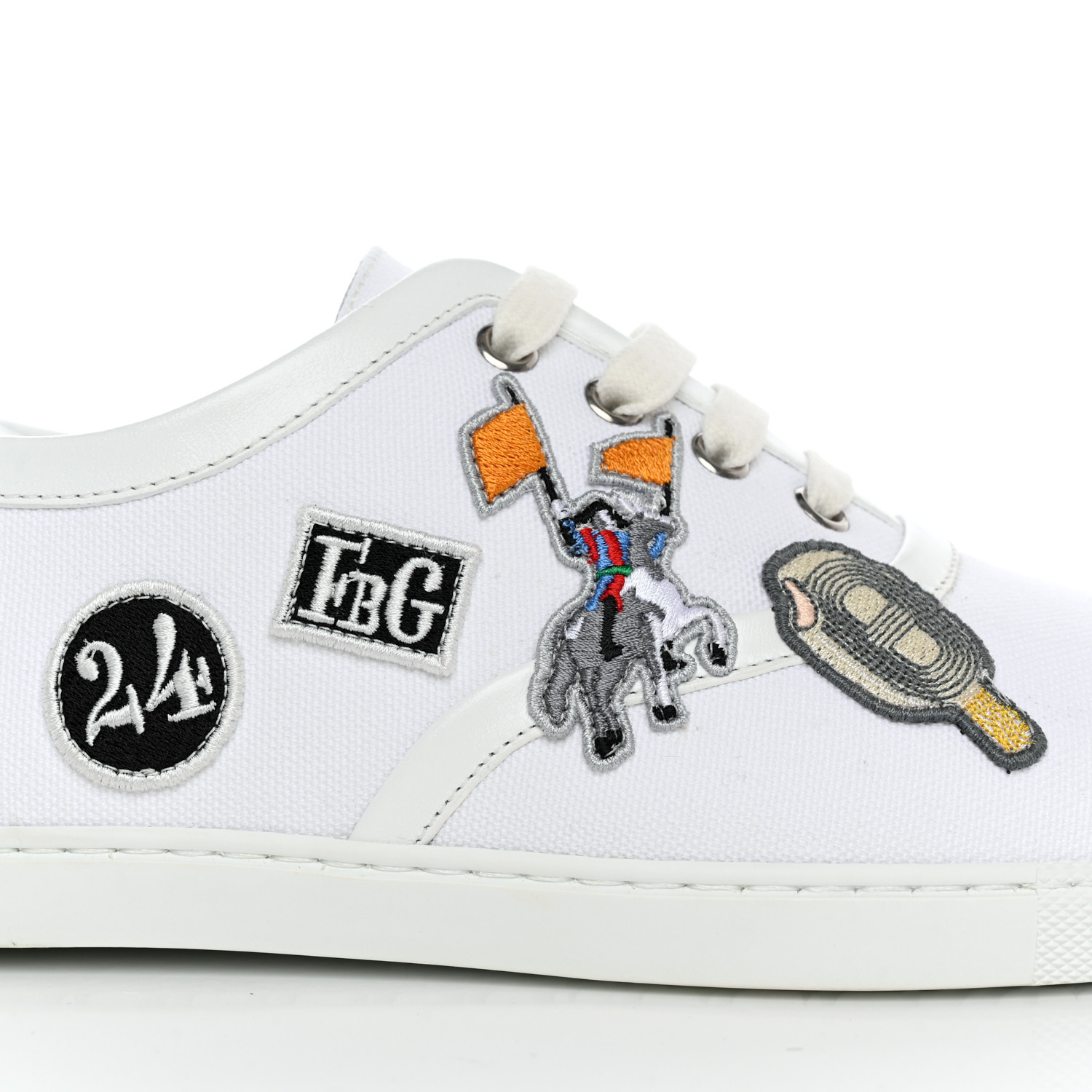 HERMES Canvas Embroidered Innocent Sneakers 39 White 1418099
