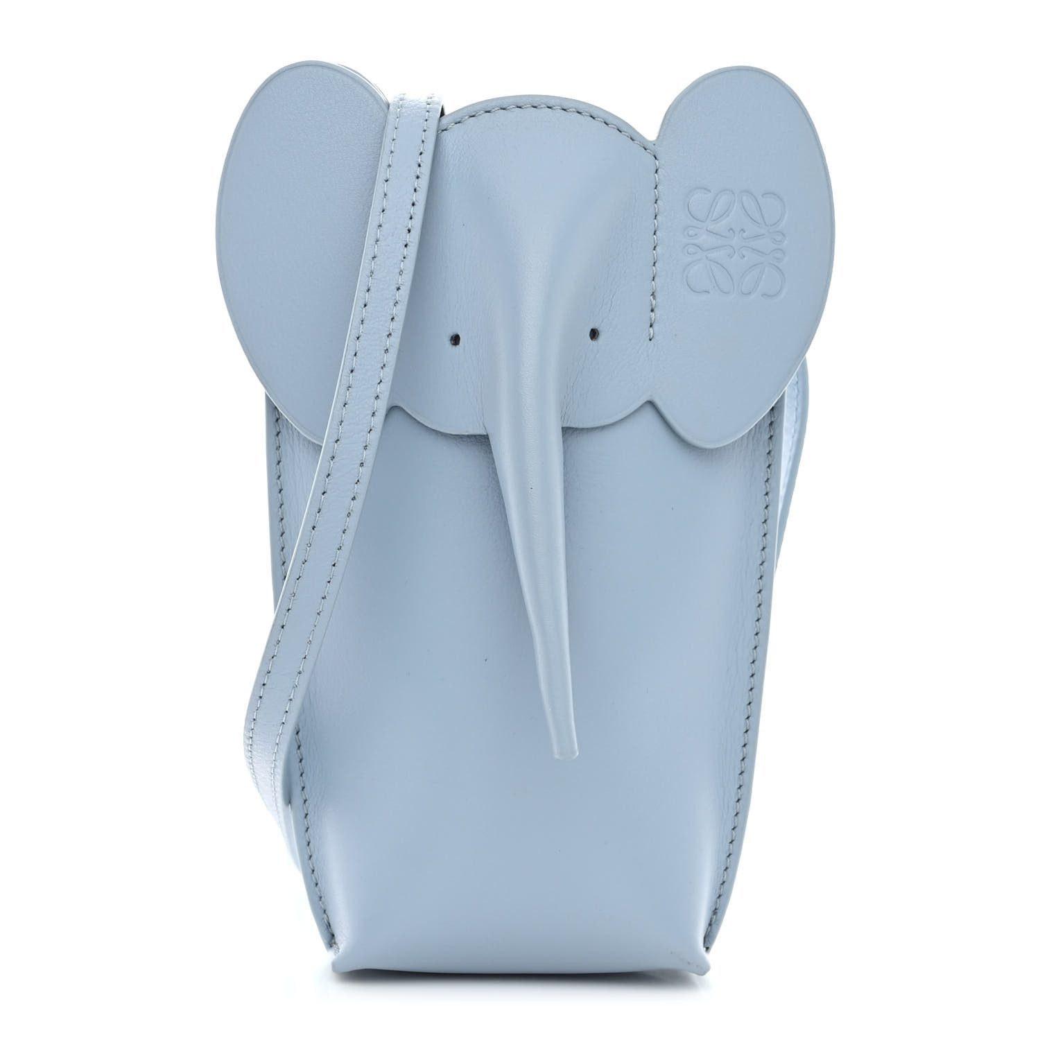 LOEWE Calfskin Elephant Pouch Crossbody Bag Dusty Blue