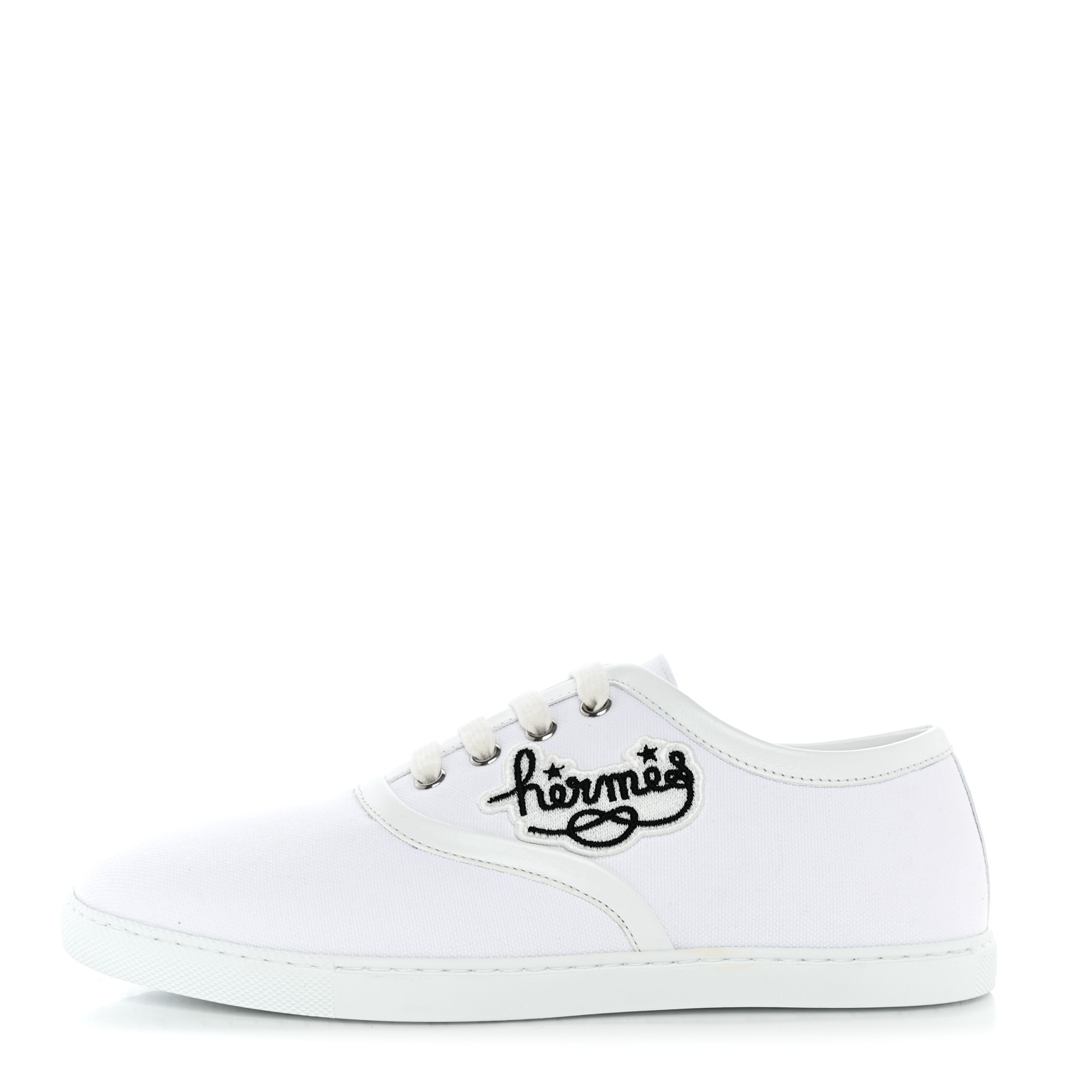 スニーカー HERMES Sneakers Innocent HERMES Canvas Embroidered Innocent Sneakers 39 White 1418099