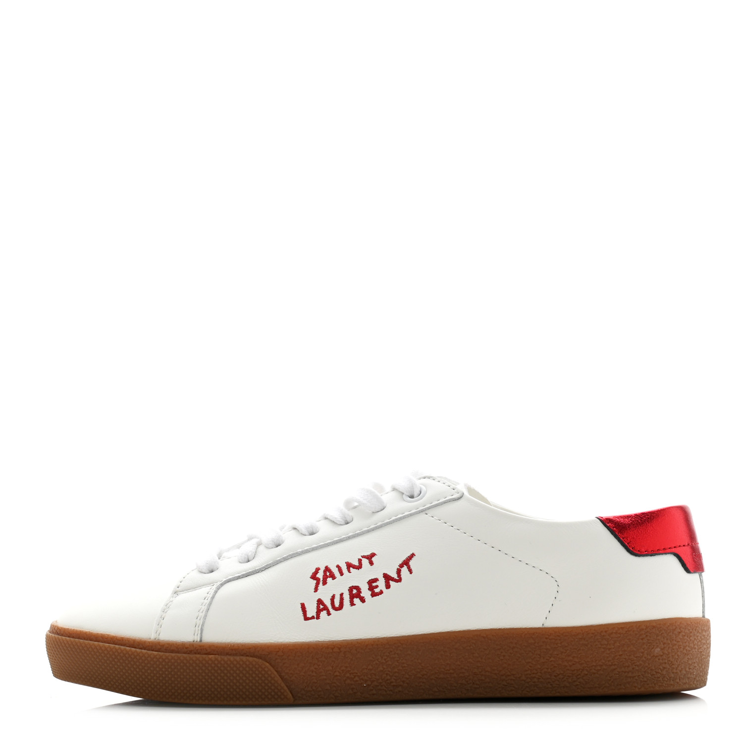 SAINT LAURENT Calfskin Embroidered Court Classic Sneakers 37