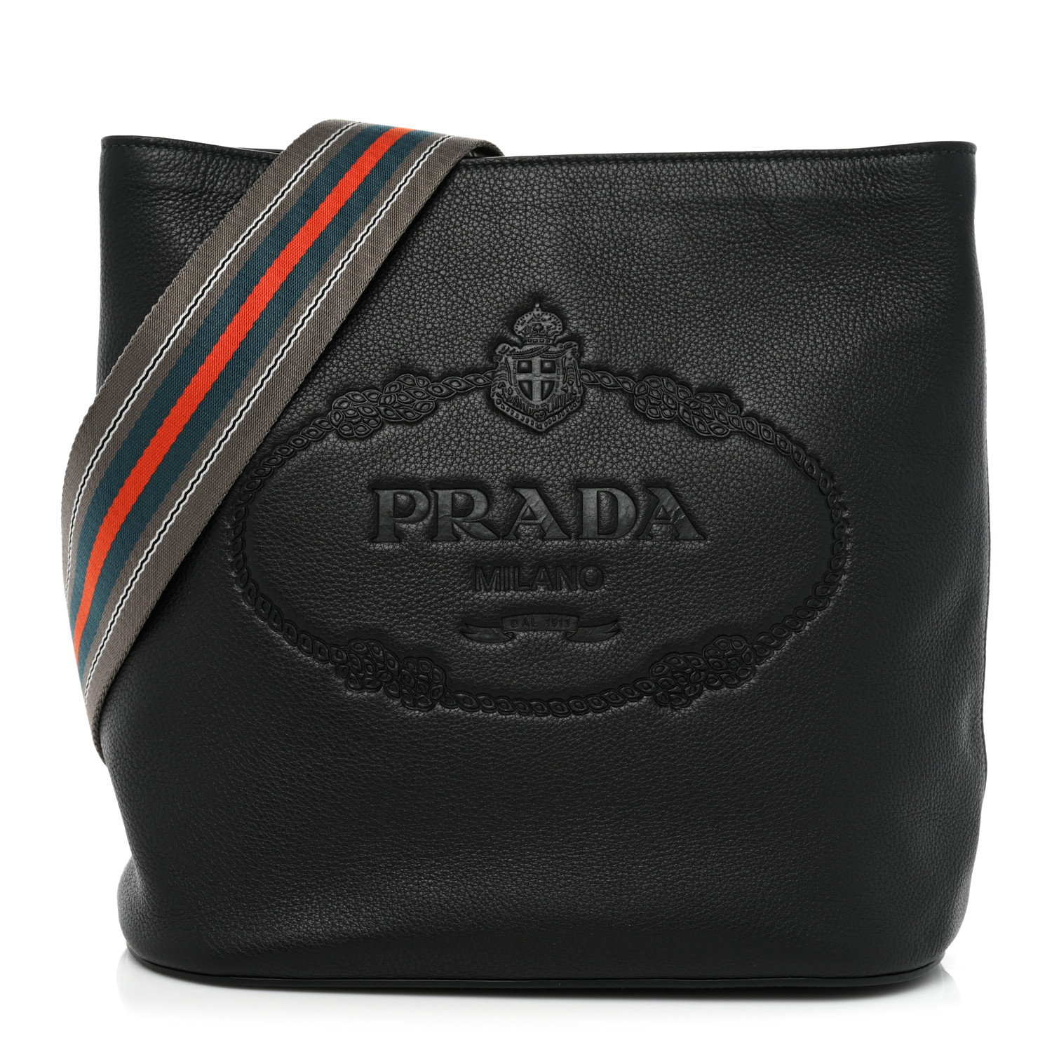 PRADA Vitello Phenix Logo Hobo Black 1186975 | FASHIONPHILE