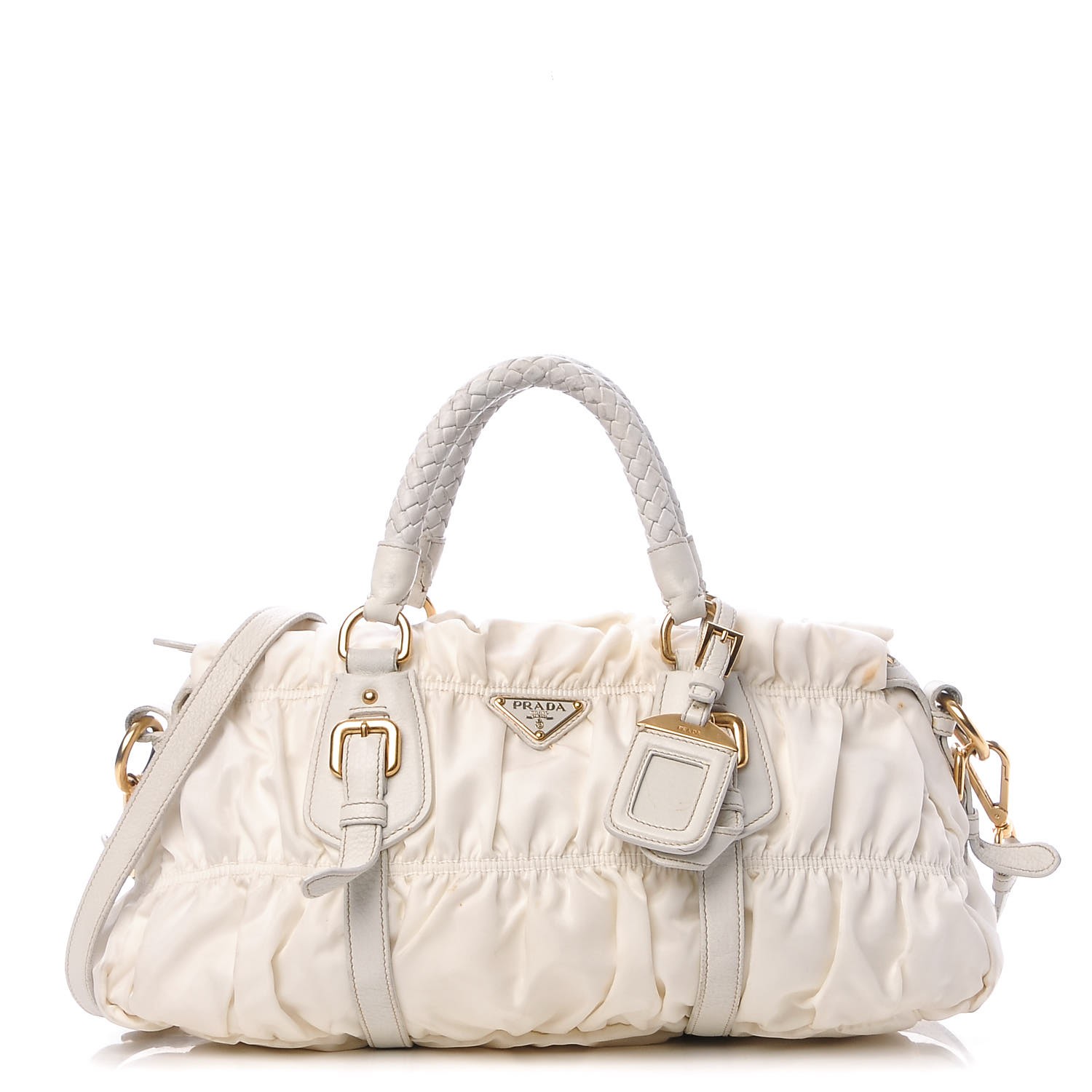 PRADA TESSUTO GAUFRE テスートゴーフル Prada Tessuto Gaufre Tote And Shoulder Bag In Black & Grey