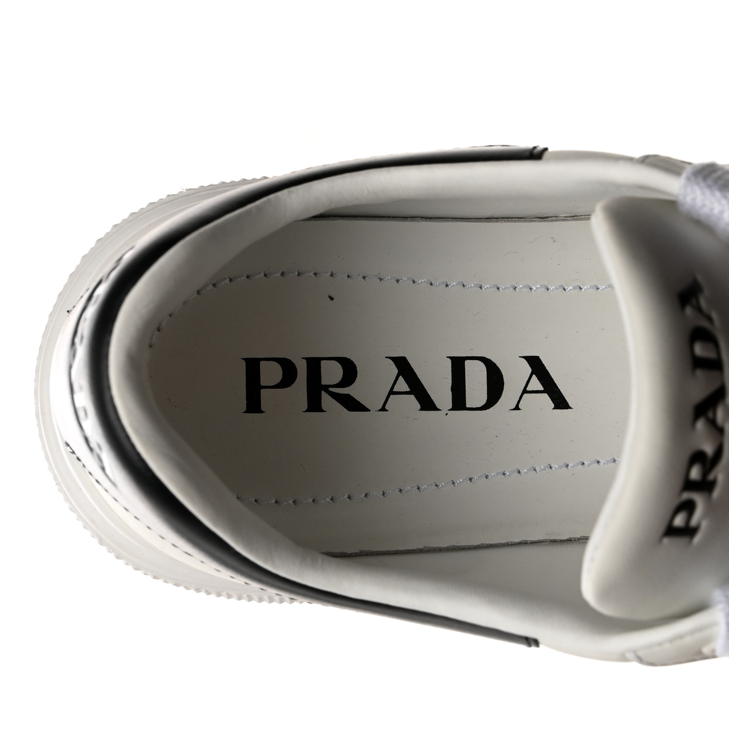 PRADA Vitello Soft Rubber Logo Womens Low Top Sneakers 35.5