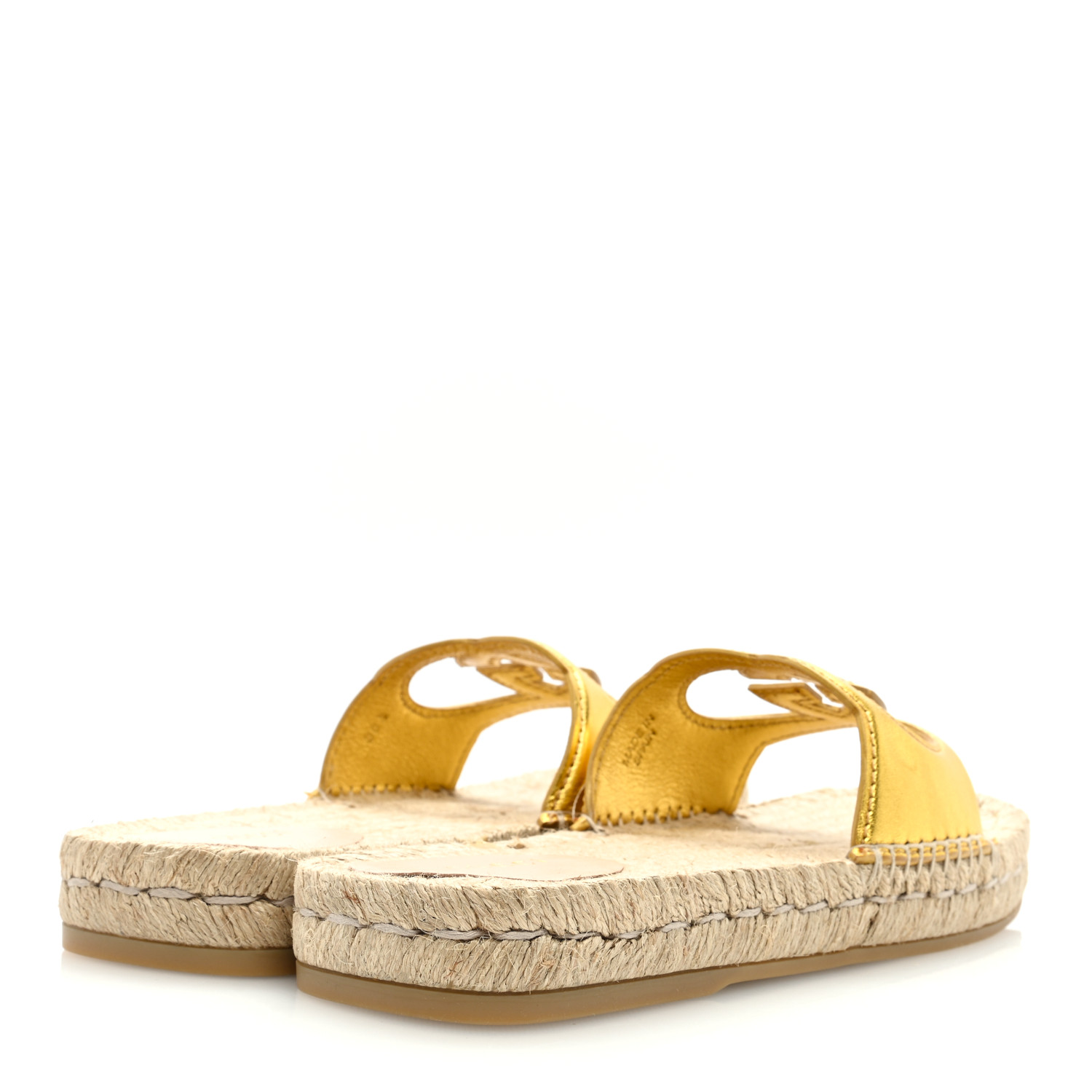【GUCCI 】CUT Interlocking G Espadrille Slippers ORO VECCHIO 37.5 NEW $660 GUCCI Gold Leather LOGO GG Interlocking Cut