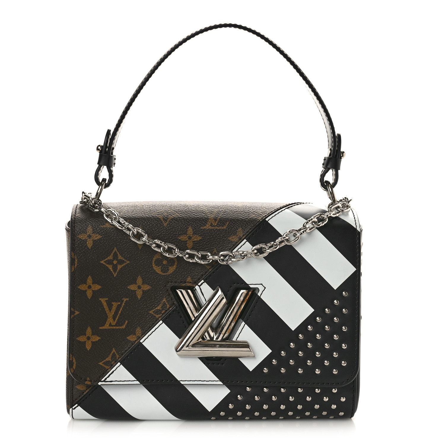 Louis Vuitton シテMM LOUIS VUITTON Calfskin Monogram Studded Twist Shoulder Bag