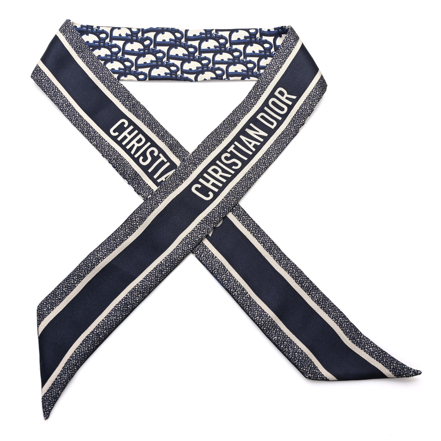 Christian Diorミッツァ CHRISTIAN DIOR Silk Oblique Mitzah Scarf Blue 1529465