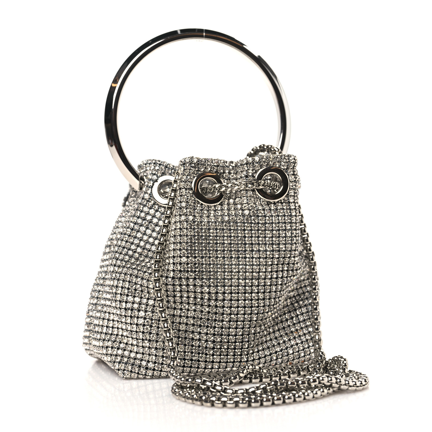 JIMMY CHOO Satin Crystal Embellished Micro Bon Bon Bag