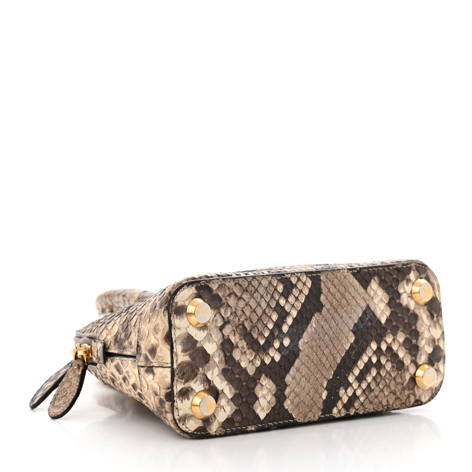 BALENCIAGA Snakeskin Logo XXS Ville Top Handle Bag Black Beige 3