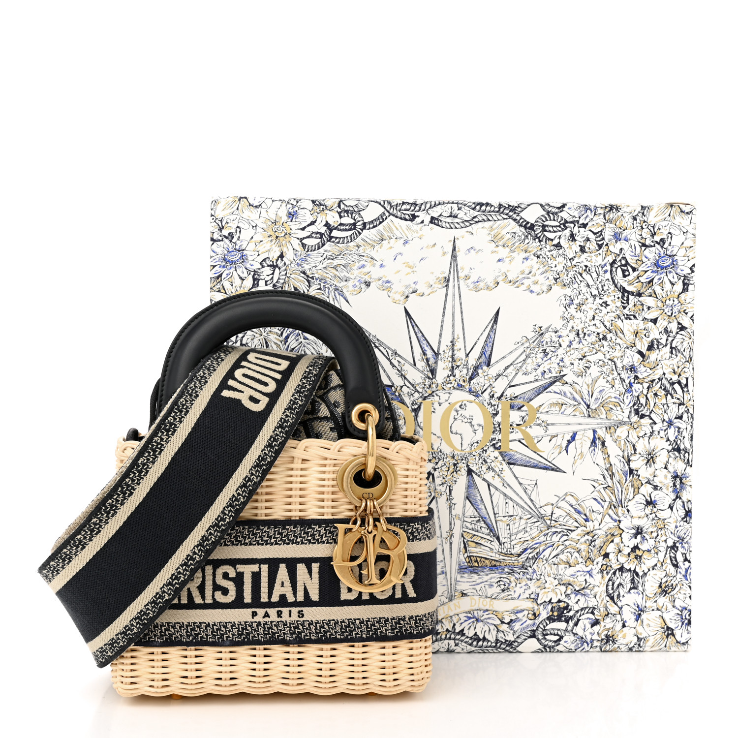 CHRISTIAN DIOR Wicker Oblique Mini Lady Dior Bag Blue