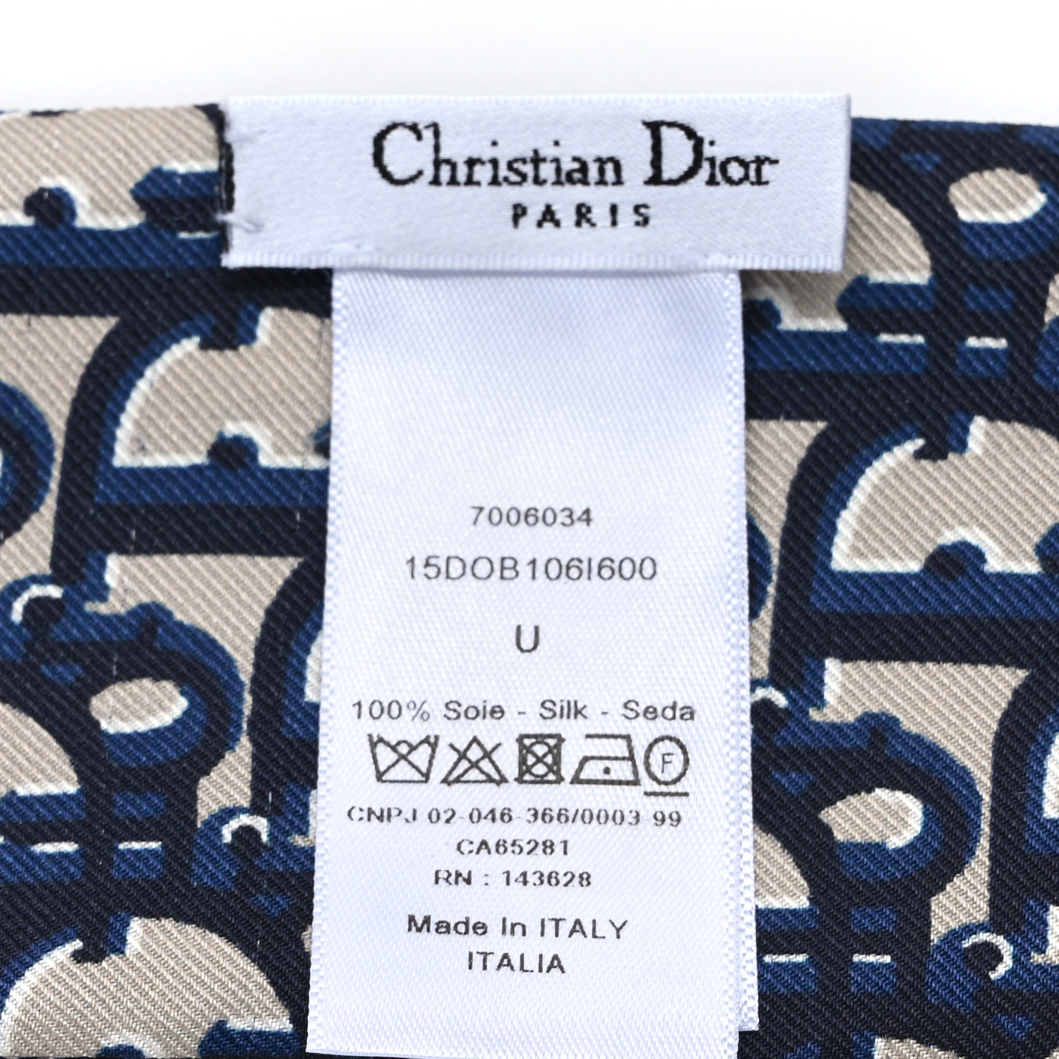 CHRISTIAN DIOR Silk Oblique Mitzah Scarf Blue 1529465