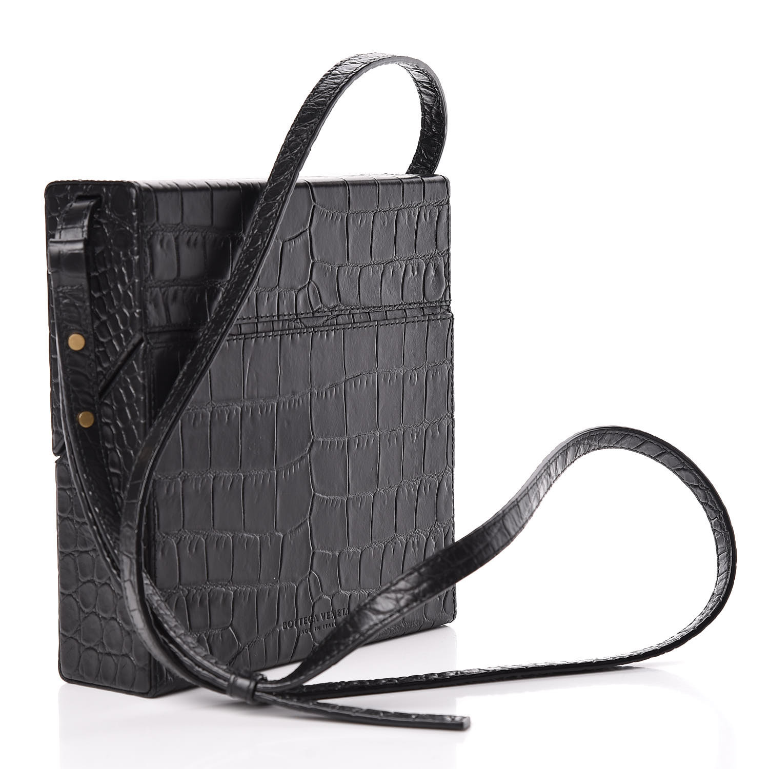 BOTTEGA VENETA Calfskin Crocodile Embossed Daisey Box Clutch