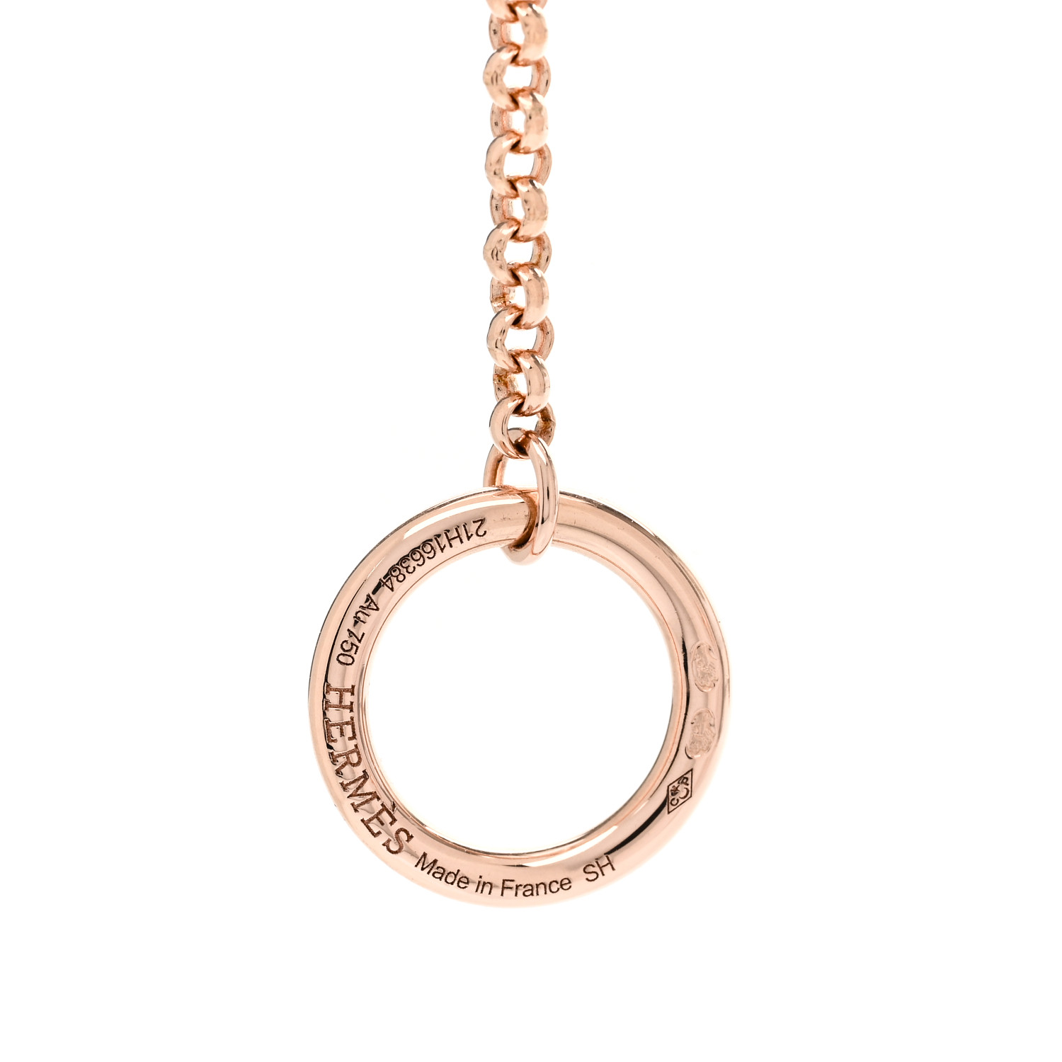HERMES 18K Rose Gold Diamond Clou de Forge Pendant Necklace