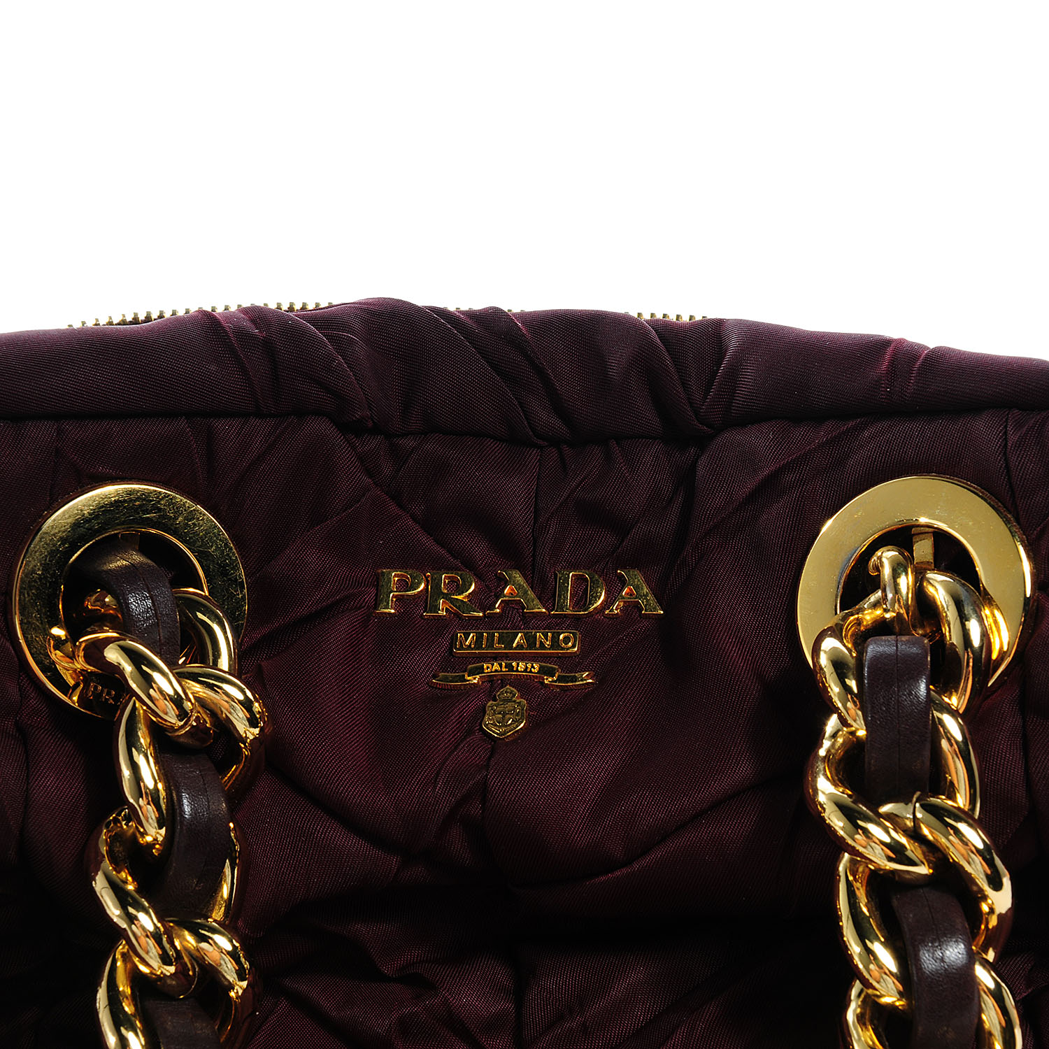 PRADA Tessuto Nylon Chevron Catena Bag Prugna 63135