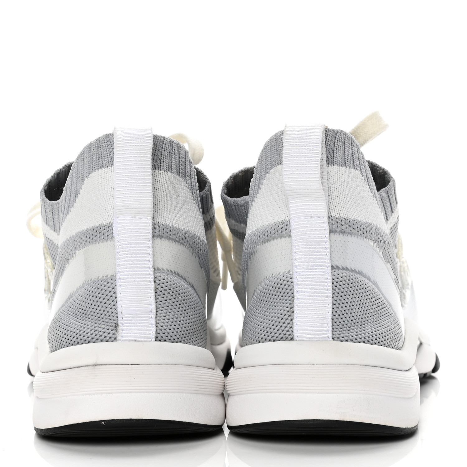 さち様 CHANEL Fabric Suede Calfskin Stretch CC Sneakers 38.5 White