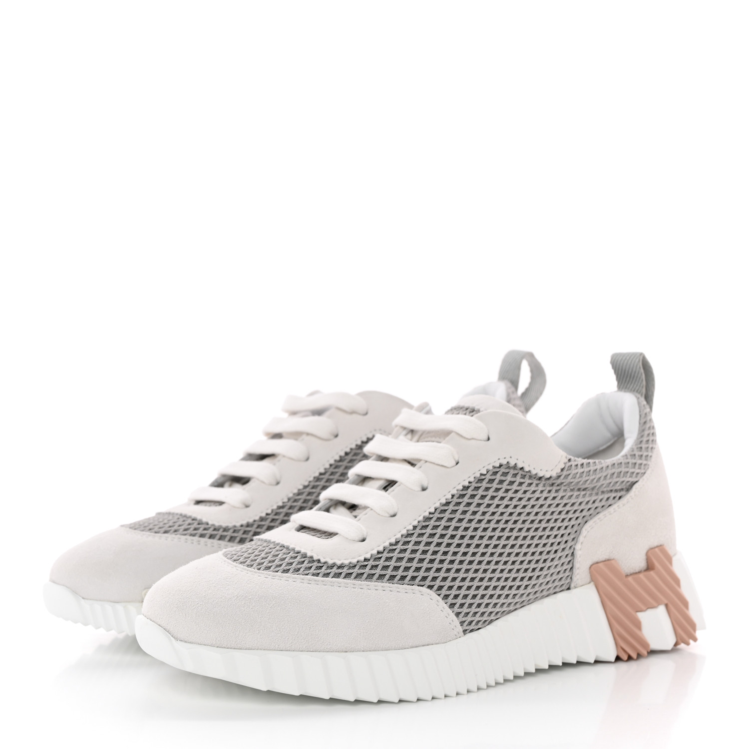 HERMES Air Mesh Suede Goatskin Bouncing Sneakers 36 Gris