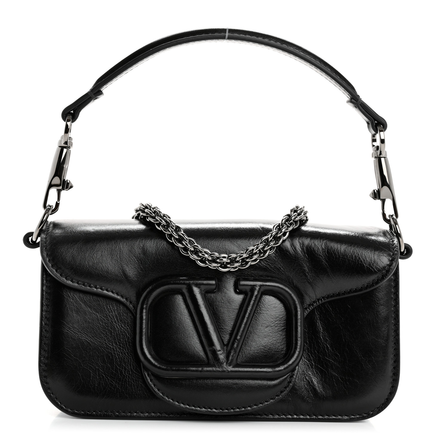 VALENTINO GARAVANI Calfskin Monochrome Vlogo Small Loco