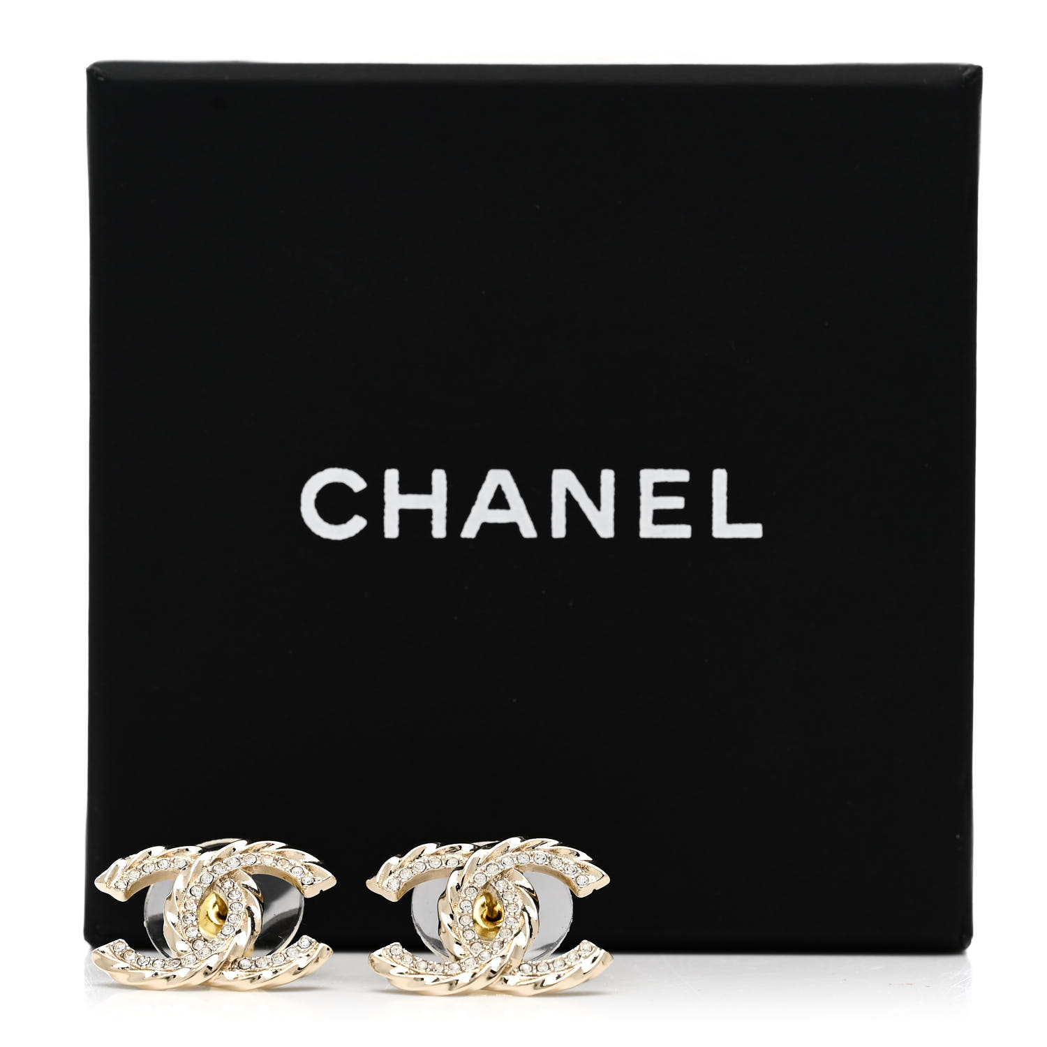 CHANEL Crystal CC Earrings Gold 1677584 | FASHIONPHILE