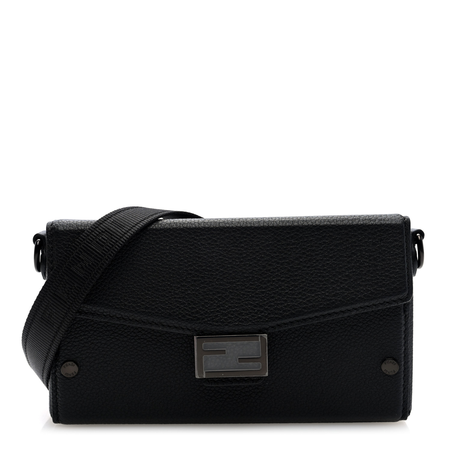 FENDI バッグ FENDI Vitello Cher Baguette Soft Trunk Phone Pouch Black