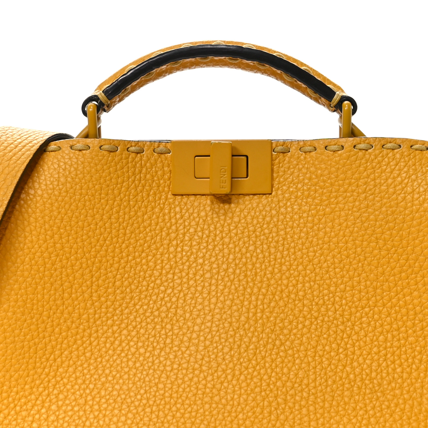 小物 FENDI ROMA Fendi Roma Yellow Leather 8 Credit Card Holder with Black