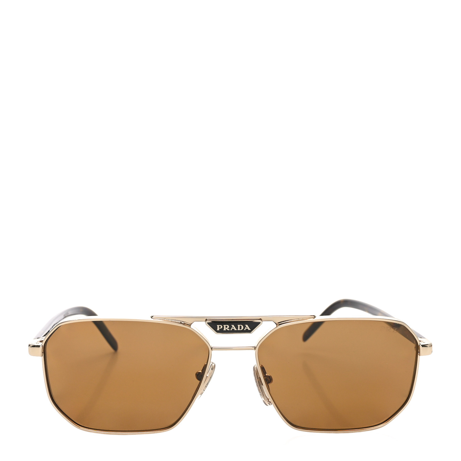 PRADA Metal Logo Sunglasses SPR 58Y Gold Tortoise 1677031